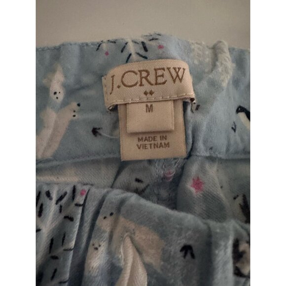 Women J. Crew light blue penguin print flannel pajama pants size M christmas - Picture 4 of 6